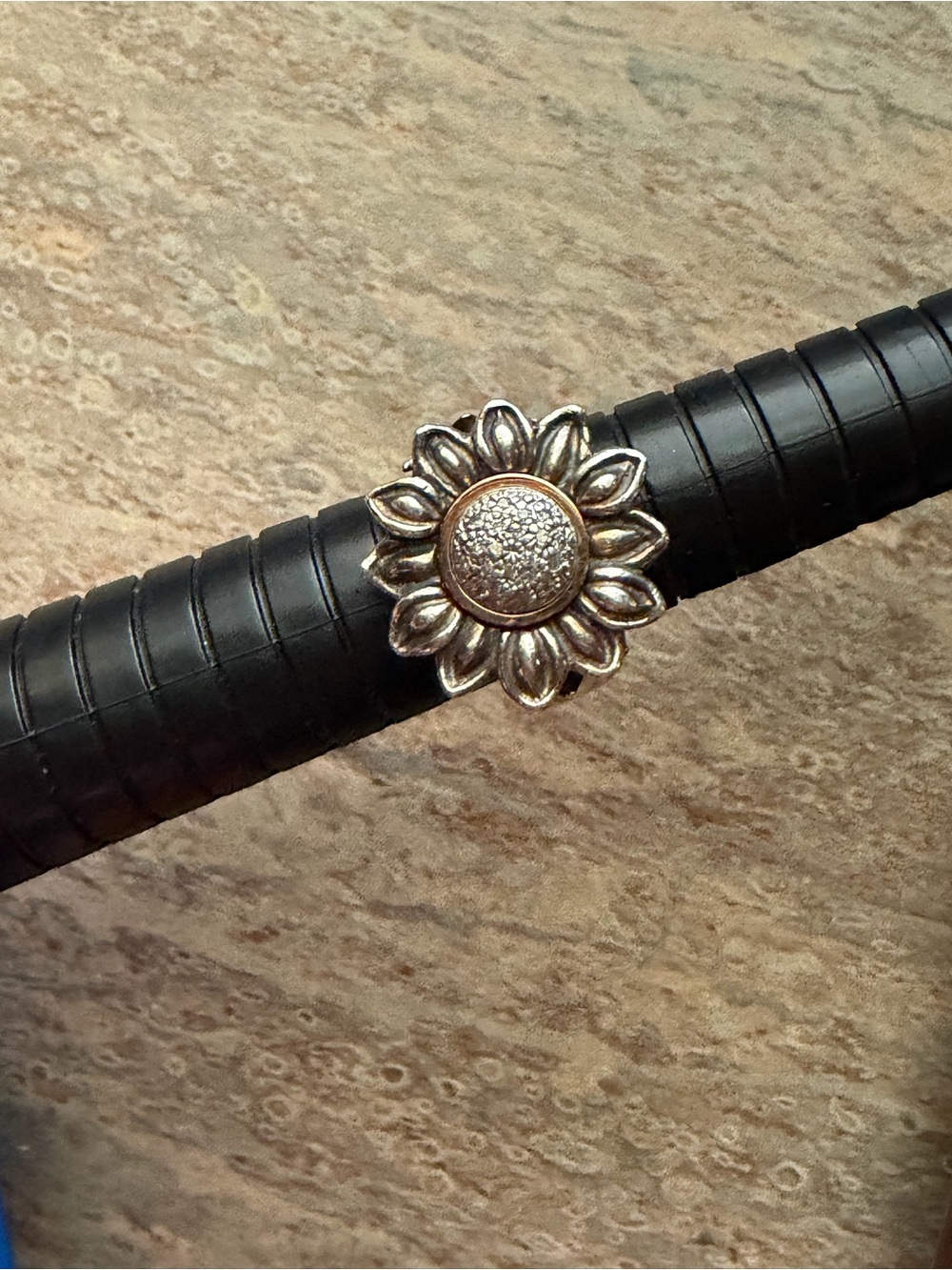 Designer Sterling And 14K Gold Daisy/Sunflower? Ring With Diamond  Chips Ring - Picture 12 of 15
